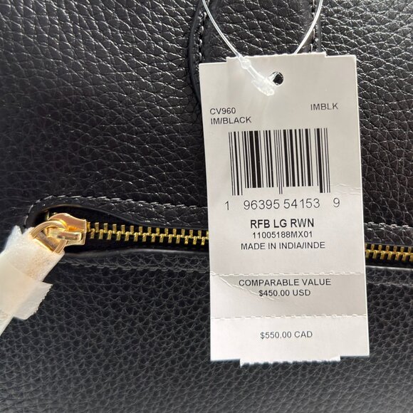 New with Tags LARGE Coach Rowan Black, gold hardware. FAST SHIP. - Picture 3 of 7